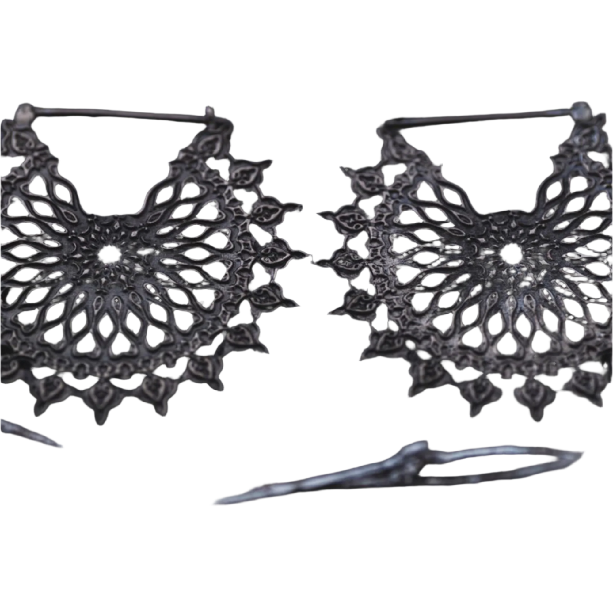 MOZAIKA Boucles d'Oreilles Disque Gothique surdimensionnées en Noir | calibre 16